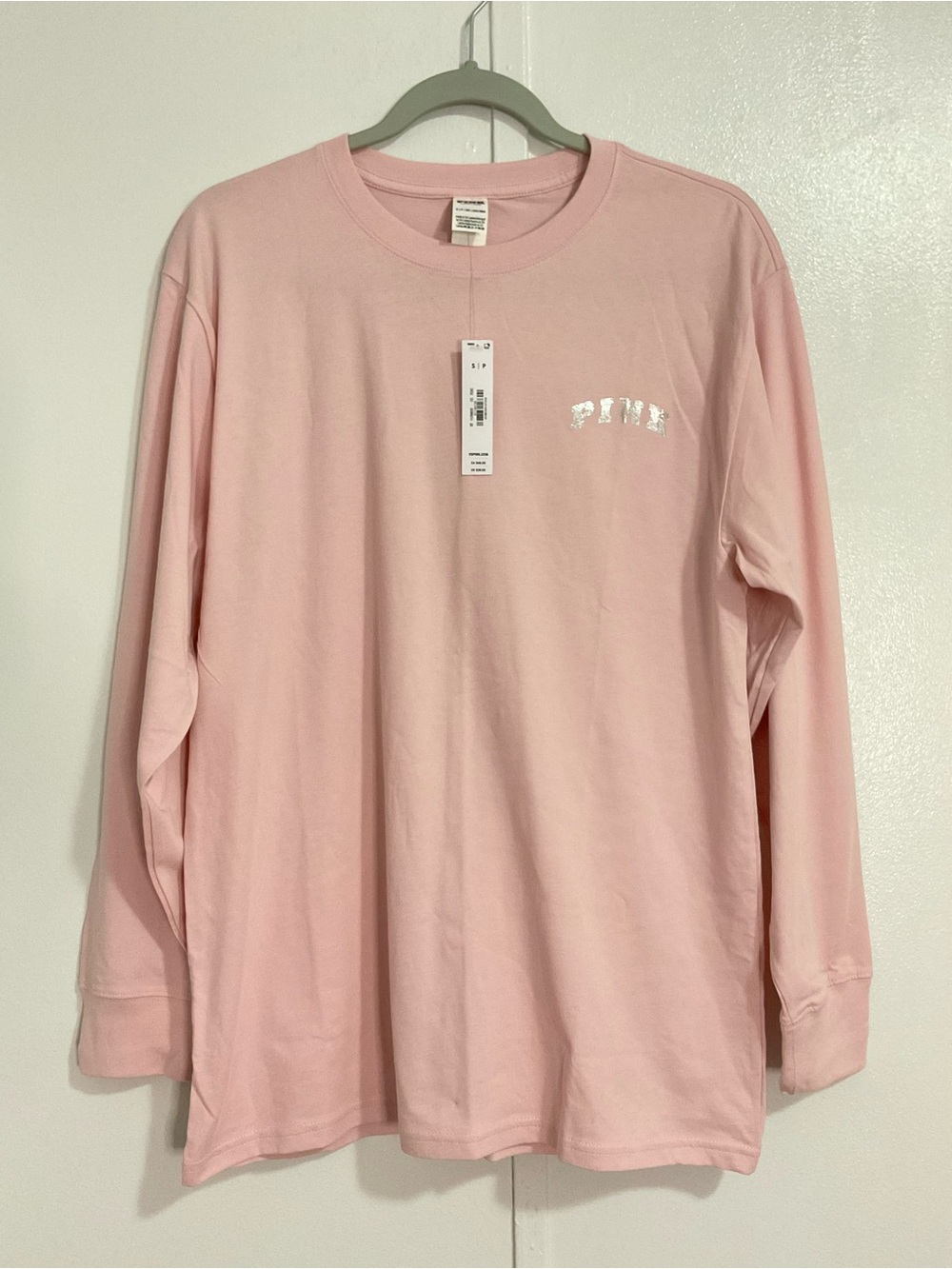 PINK Victoria's Secret Pastel Pink Long-Sleeve Logo Tee